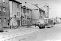 Трамвай на пересечении с ул. Гайдара. 1970 год