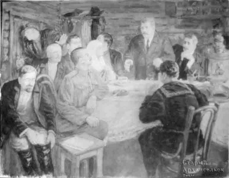 Большевики Архангельска на явочной квартире в период интервенции